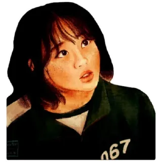 😈 Squid Game 067 Squid Game, Player 067, Kang Sae-byeok, character, Netflix telegram sticker
