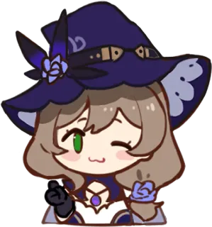 😉 Lisa Genshin Impact 리사, 원신, 애니, 마녀, 귀여운, 비디오 게임, 스티커 telegram sticker