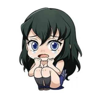 💙 Anime, Garota, chorando, Chibi, emocional whatsapp sticker