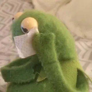 😢 Kermit Kermit la rana, marioneta, llorando, triste, meme, pañuelo telegram sticker
