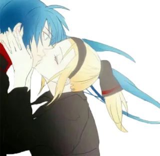 😘 anime, couple, kissing, love, romance, cartoon, emotions whatsapp sticker