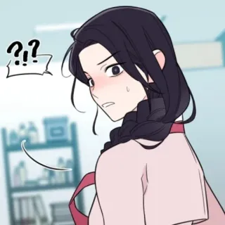 😥 !!?? femme, animé, question, confus, rougir whatsapp sticker