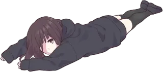😣 animé, fille, allongée, mignon telegram sticker