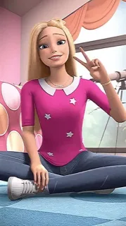 ✌️ Barbie Barbie, biểu tượng hòa bình, hoạt hình, cô gái, phim hoạt hình telegram sticker