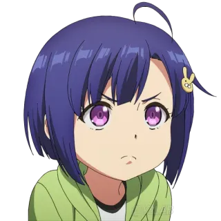 😠 anime, garota, desenho animado, cabelo roxo, fofa, brava, chibi telegram sticker
