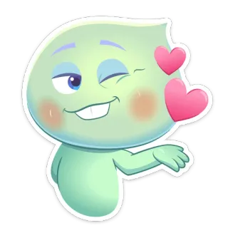 😘 Dessin animé, Fantôme, Cœur, Mignon, Clin d'œil telegram sticker