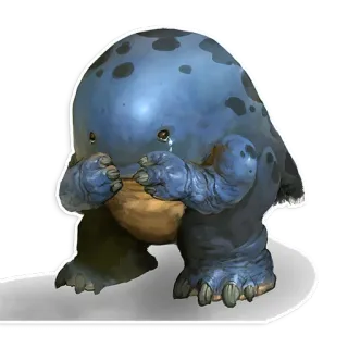 😢 triste, llorando, monstruo, azul, mancha, fantasía, lindo telegram sticker