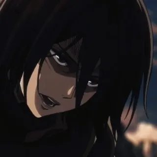 😐 Mikasa Ackerman Attack on Titan Anime, Attack on Titan, Mikasa Ackerman, Charakter, Ernst, Manga whatsapp sticker