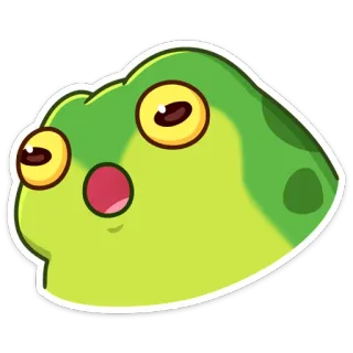 😳 grenouille, dessin animé, emoji, mignon, surpris, vert whatsapp sticker