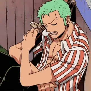 😪 Roronoa Zoro One Piece Anime, Épéiste, Pirate, Cheveux verts, Boucles d'oreilles telegram sticker