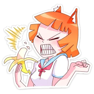 😠 生气, 动漫风格, 卡通, 香蕉, 沮丧 telegram sticker