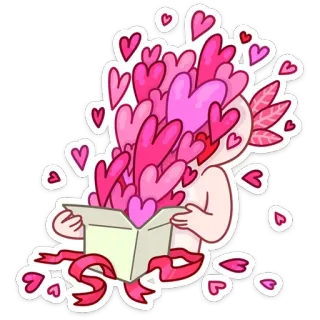 😍 Axolotl, Herzen, Liebe, Geschenk, Sticker, Cartoon telegram sticker