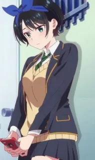 😔 Ruka Sarashina Rent-A-Girlfriend anime, girl, cute, school uniform telegram sticker