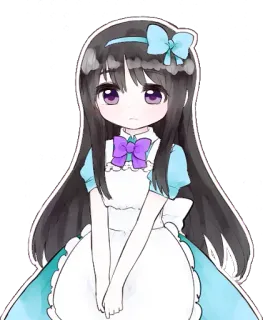 ✨ Anime, Garota, Laço, Vestido, Fofa, Desenho animado telegram sticker