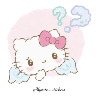 🐱 Hello Kitty hello kitty, kawaii, kat, schattig, vraag, denkend telegram sticker