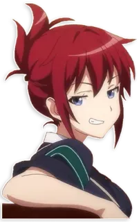 😏 Anime, Chica, pelo rojo, presumida, personaje, dibujo animado telegram sticker