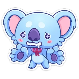🤤 koala, carino, triste, kawaii, cartone animato, animale, sticker telegram sticker