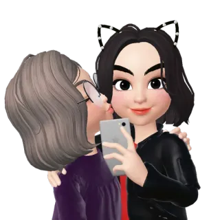 💘 Selfie, Kuss, Cartoon, Familie, Grossmutter, Zepeto, Umarmung whatsapp sticker