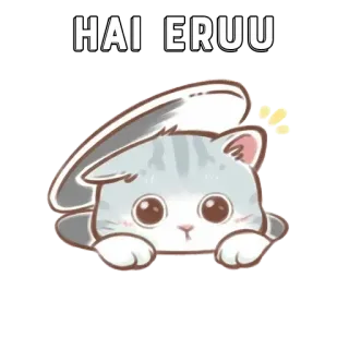 👋 HAI ERUU cat, animal, cute, grey, kawaii telegram sticker