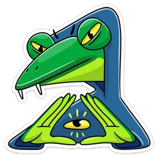 👁 schlange, auge, dreieck, cartoon, aufkleber, reptil, tier telegram sticker
