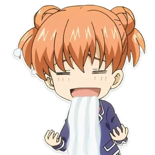 🤤 anime, cartoon, chibi, food, vomit, girl, cute telegram sticker