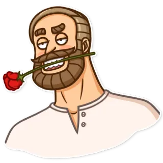 🌹 pria, bunga, mawar, jenggot, kartun telegram sticker