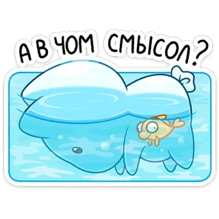 ⭐ А в чём смысл? cartoon, animal, cloud, fish, question, meaning, Russian telegram sticker