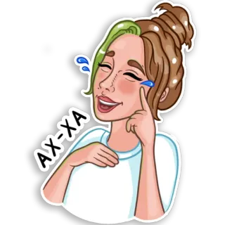 😂 AX-XA femme, dessin animé, rire, joyeux, sourire, émotions telegram sticker