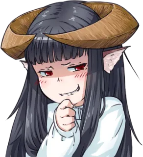 😏 アニメ, 悪魔, 角, 女の子, ドヤ顔, キャラクター telegram sticker