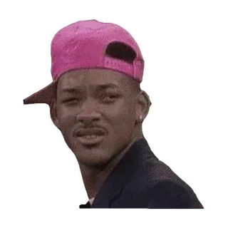 😑 Will Smith celebrità, attore, cappello rosa, espressione, principe di bel-air telegram sticker