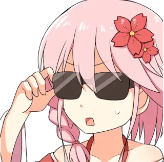 😎 Anime, Fille, Lunettes de soleil, Dessin animé, Cheveux roses, Sakura whatsapp sticker