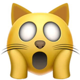 🙀 이모티콘, 고양이, 충격, 무서운, 노란색, 얼굴 telegram sticker