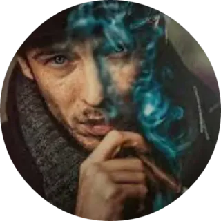 🚬 man, smoking, cigar, smoke, portrait, blue, hair telegram sticker