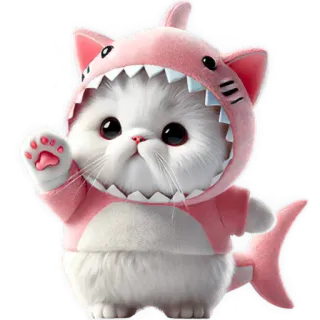 ✋ kat, haai, schattig, dier, huisdier, kitten, cartoon, roze telegram sticker