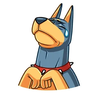 😢 собака, грустный, плачущий, мультик, стикер, эмоция, расстроенный whatsapp sticker