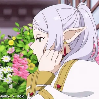 🥱 @FIX_X_FOX 动漫, 精灵, 卡通, 白发, 耳环 telegram sticker