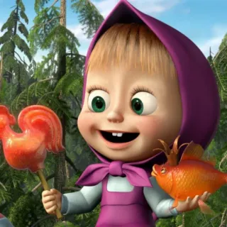 😄 Masha Masha and the Bear cartoon, kind, lolly, bos, vis telegram sticker