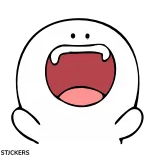 😽 Kartun, Karakter, Mulut terbuka, Berteriak, Lucu, Putih, Emosi whatsapp sticker
