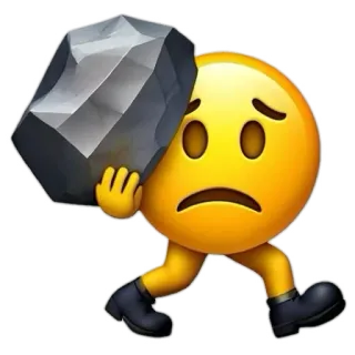 😣 Biểu tượng cảm xúc, Gánh nặng, Đấu tranh, Căng thẳng, Cân nặng, Mang vác, Đá, Buồn bã whatsapp sticker