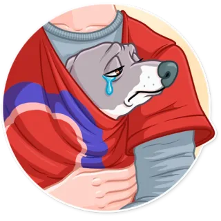 😢 สุนัข, เศร้า, ร้องไห้, สัตว์, สัตว์เลี้ยง, การ์ตูน, น้ำตา whatsapp sticker