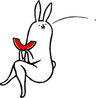 🍉 coniglio, anguria, animale, cartone animato, carino, estate telegram sticker
