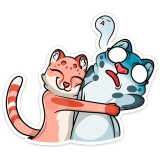 🤪 cats, animals, cartoon, hug, cute telegram sticker