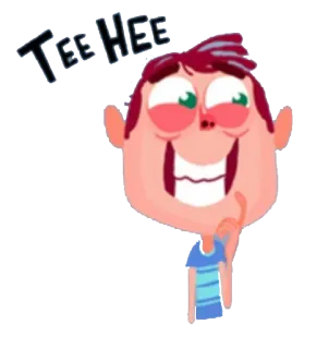 😀 TEE HEE hihi, lachen, cartoon, suf, vrolijk telegram sticker