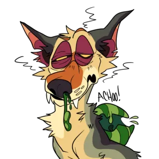 😫 lobo, desenho animado, doente, vômito, colapso, triste, animal, furry telegram sticker