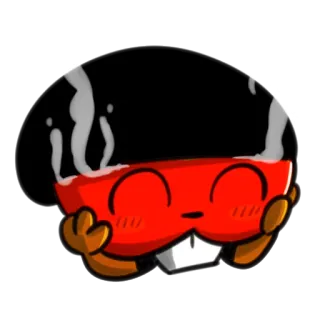 🙈 mangkuk, wajah, mengepul, makanan, imut, kawaii telegram sticker
