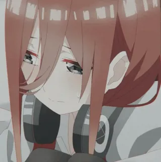 🥡 Miku Nakano The Quintessential Quintuplets 애니, 소녀, 슬픈, 헤드폰, 나카노 미쿠 telegram sticker