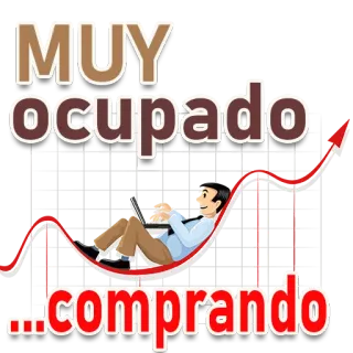 😋 MUY ocupado ...comprando occupato, shopping, freccia rossa, lavoro, amaca, computer telegram sticker