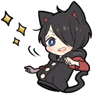 😀 고양이 귀, 치비, 애니메이션 스타일, 반짝이, 귀여운, 만화 telegram sticker