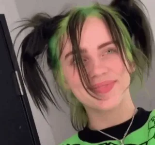 ✨ Billie Eilish Billie Eilish, chanteuse, cheveux verts, célébrité, musicienne, pop star telegram sticker