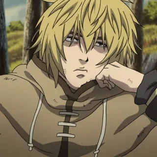 ⚔️ Thorfinn Vinland Saga animé, fatigué, blond, homme, manga telegram sticker